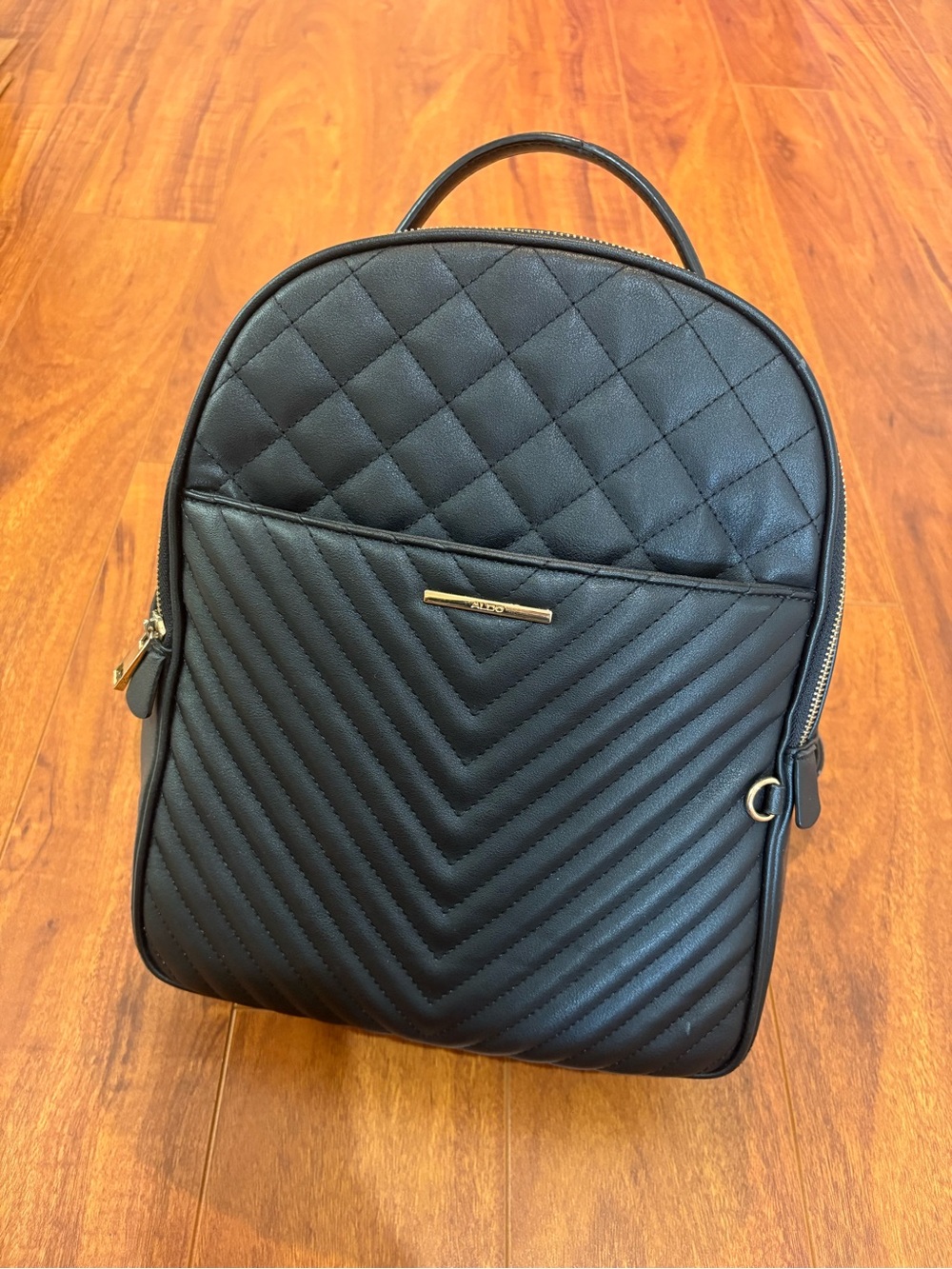 Aldo Black Quilted Chevron Backpack